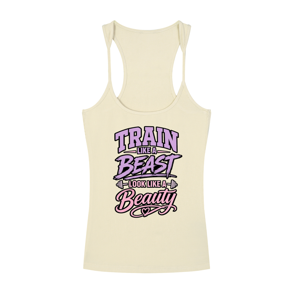 Slim Fit Ribbed Racerback Tank Top - Beauty