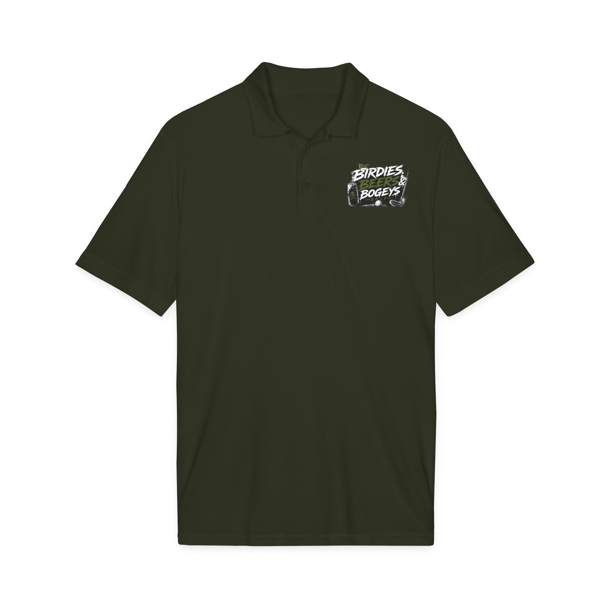 Golf Polo — 'Birdies Not Bogeys' Graphic Performance Shirt