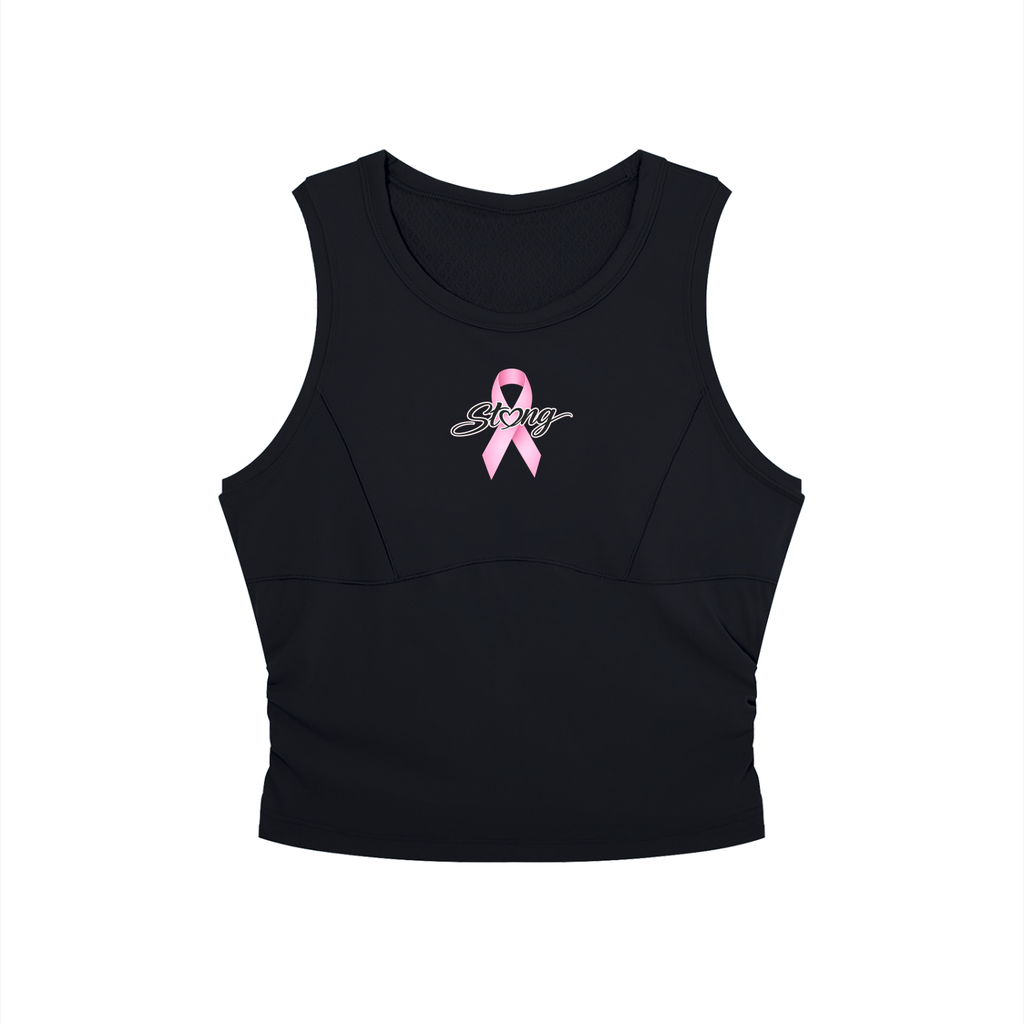 Women’s Crewneck Yoga Tank Top - Pink ribbon strong