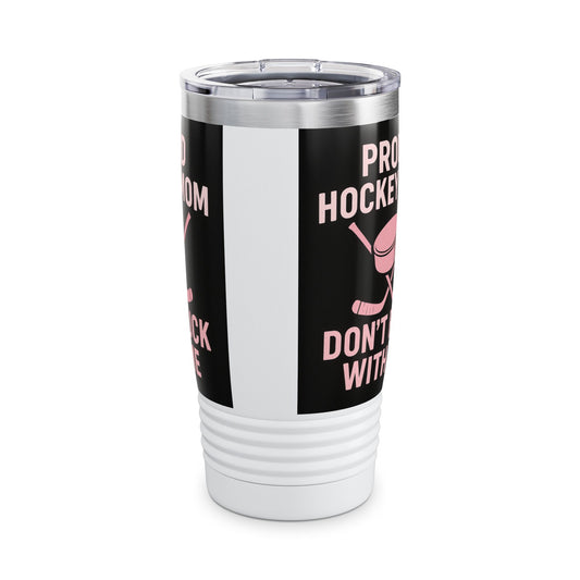 Proud Hockey Mom Tumbler, 20oz, Insulated Mug, Travel Cup, Sports Gift, Hockey Fan Accessory