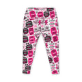 Motivational Pink Graphic Yoga Pants — 'Strong Mind Strong Body' All-Over Print