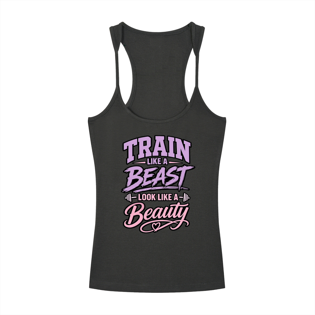 Slim Fit Ribbed Racerback Tank Top - Beauty