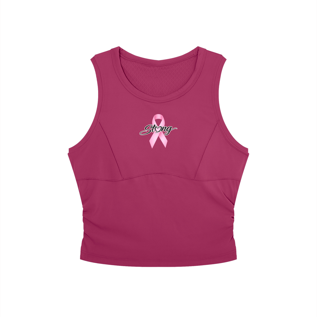 Women’s Crewneck Yoga Tank Top - Pink ribbon strong